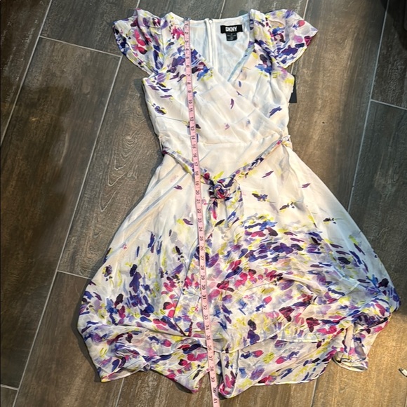 Dkny White and Pink Asymmetrical Ruffled Sundress - Picture 9 of 9